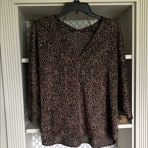 Banana Republic Black and Brown Patterned Blouse